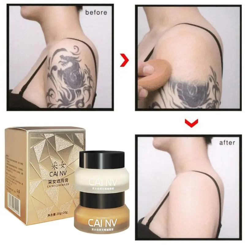 Tattoo Concealer 2Pcs Professional Concealer For Tattoos Tattoo Cover-Up Makeup Use On Body For Legs For Men And Women