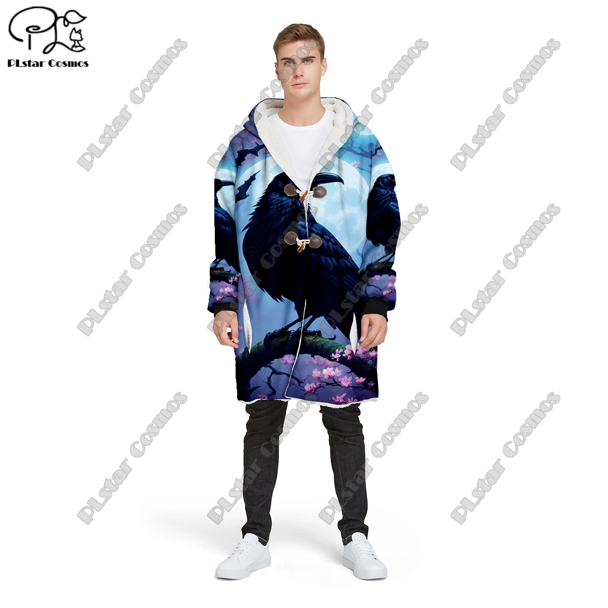 3D Printing Halloween Horror Raven Skull Theme Pocket Cape Coat Latest Casual Unique Streetwear Unisex Winter New Arrivals