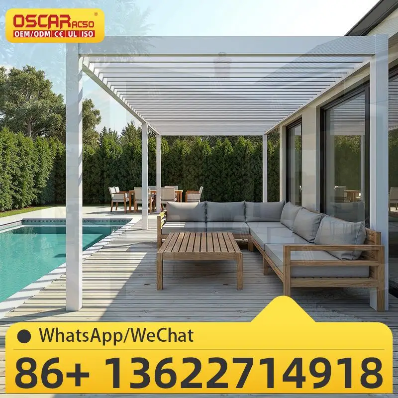 

High Quality Modern Sun & Water Resistant Aluminium Patio Canopy for Gardens Backyards Patios pergola