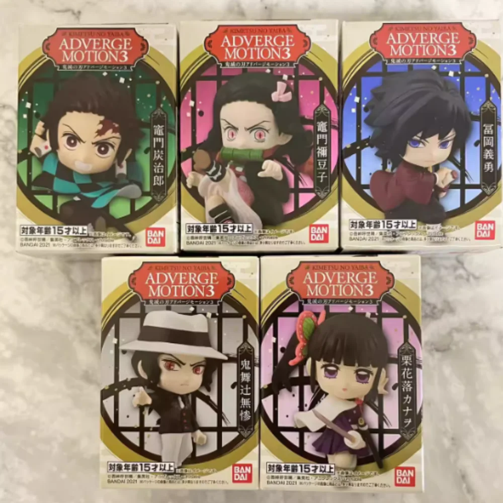 In Stock 55mm Bandai Demon Slayer Adverge Motion Pvc Figure Set Tanjiro Zenitsu Box Anime Figure Model Toy Blind Box Candy Toys