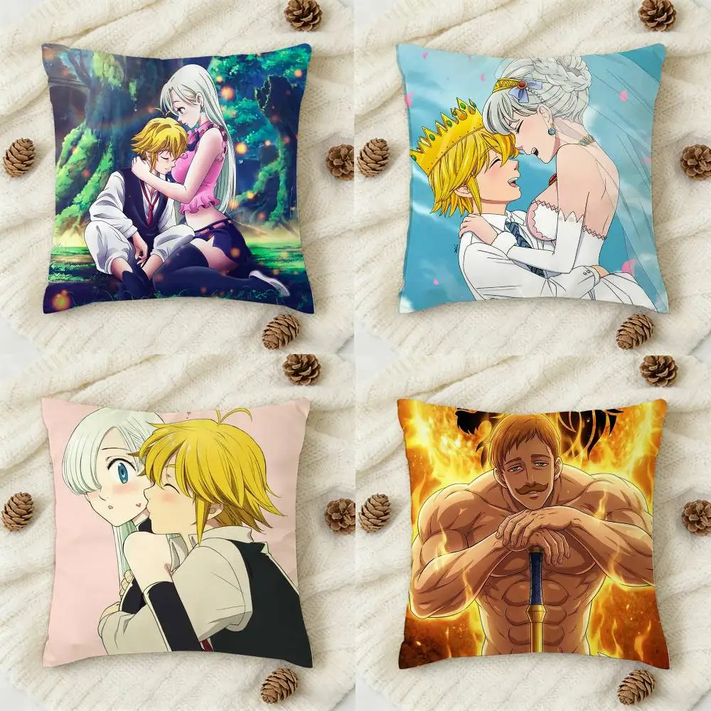 

Anime T-The Seven Deadly Sins Double-sided Printed Square Decorative Cushion Cover for Sofa Living Room Home Decor