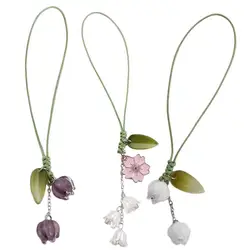 Cute Tulip Flowers Strap Lanyards Charms For Mobile Phone Case Keychain Car Key Chains Headset Cover Hang