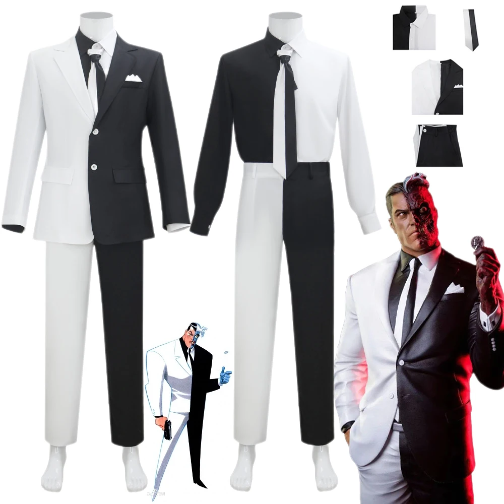 

Movie Two Face Harvey Dent Cosplay Costume Gothic Black White Suit Two-Face Apollo Anime Cosplay Men Cos Outfits Halloween