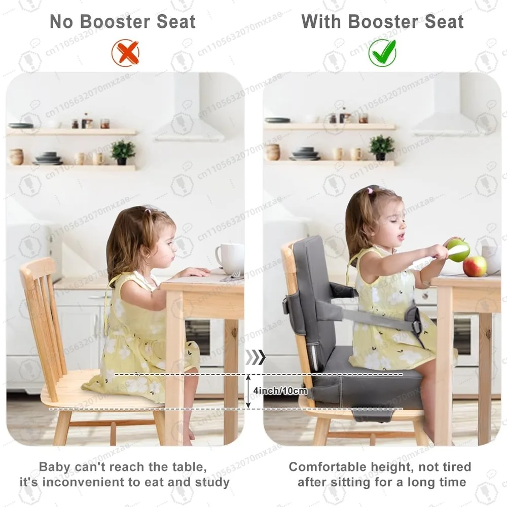 Verstelbare stoelverhoger voor eettafel Antislip kinderstoel met rugleuningriemen Draagbaar PU-leer Waterdicht reiskussen