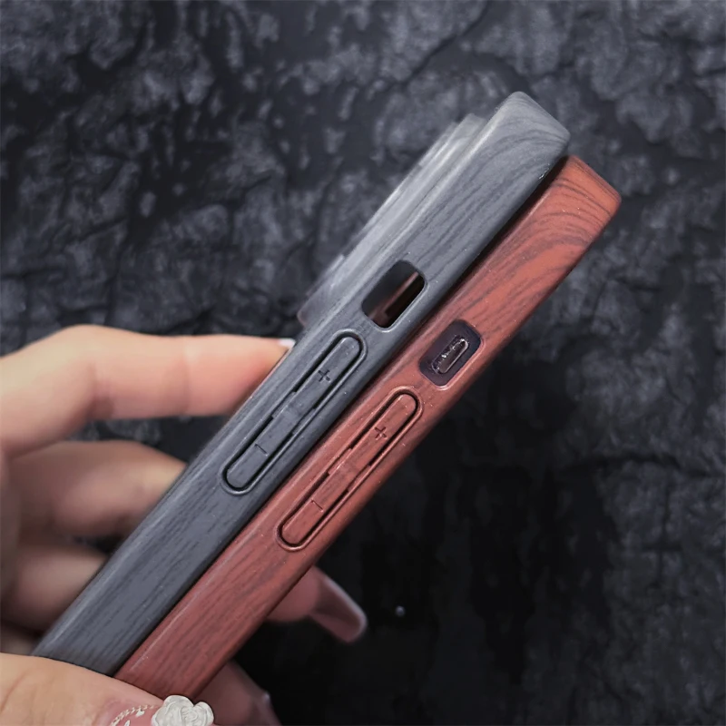 For Magsafe Magnetic Wireless Charging Wood Grain Shockproof Phone Case For iPhone 16 Pro Max 14 11 12 13 15 Pro Max Back Cover