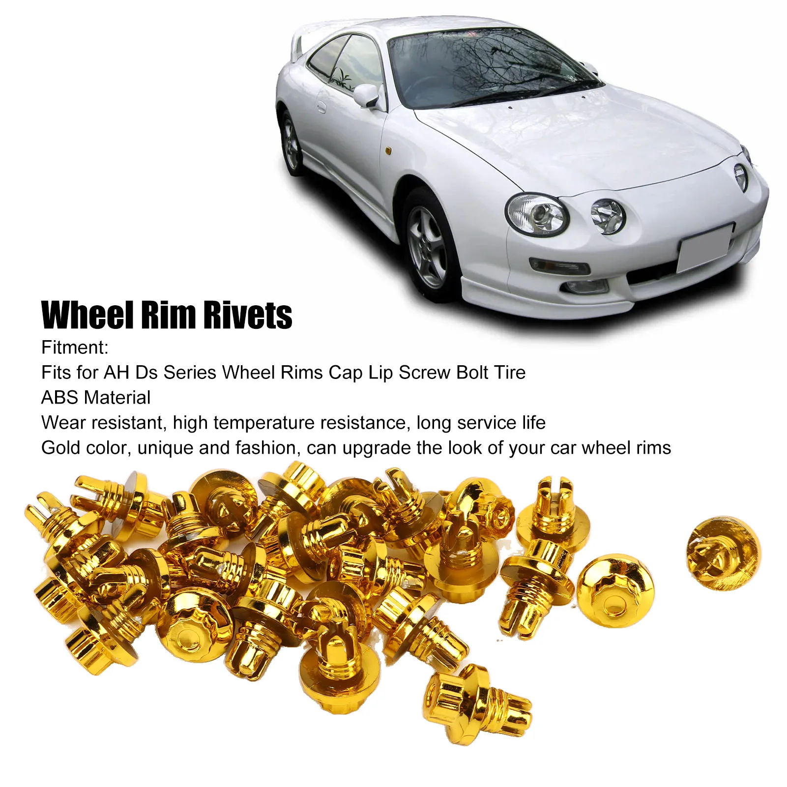 Wheel Rim Rivets Gold ABS Wheel Lip Rivets Nuts for AH Ds Series Wheel Rims  Lip Wheel Lip Rivets Nuts Wheel Rim Rivets