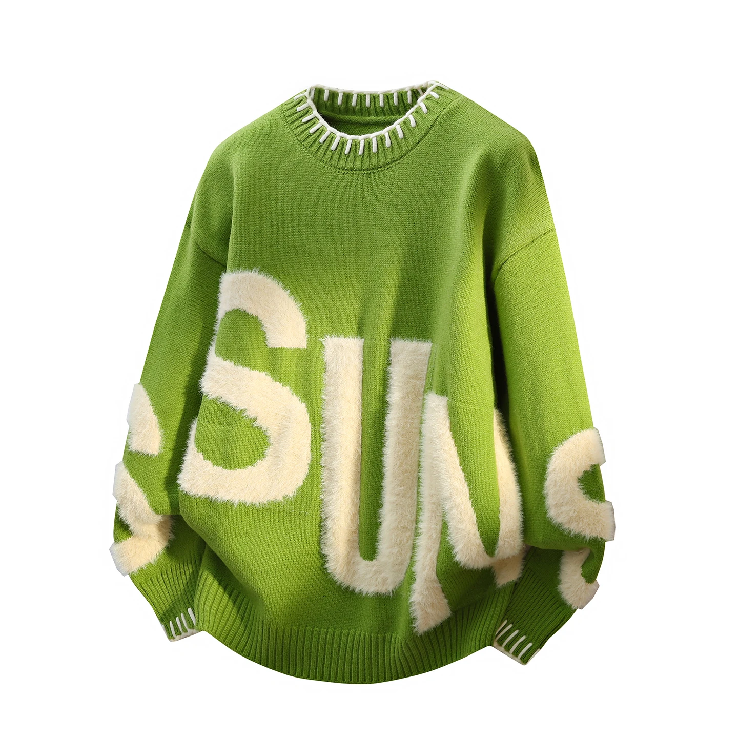 

Американский повседневный утепленный вязаный свитер с круглым вырезом, свободного кроя, мужской, осенне-зимний, новый, премиум-класса, в стиле ретро, вязаный.