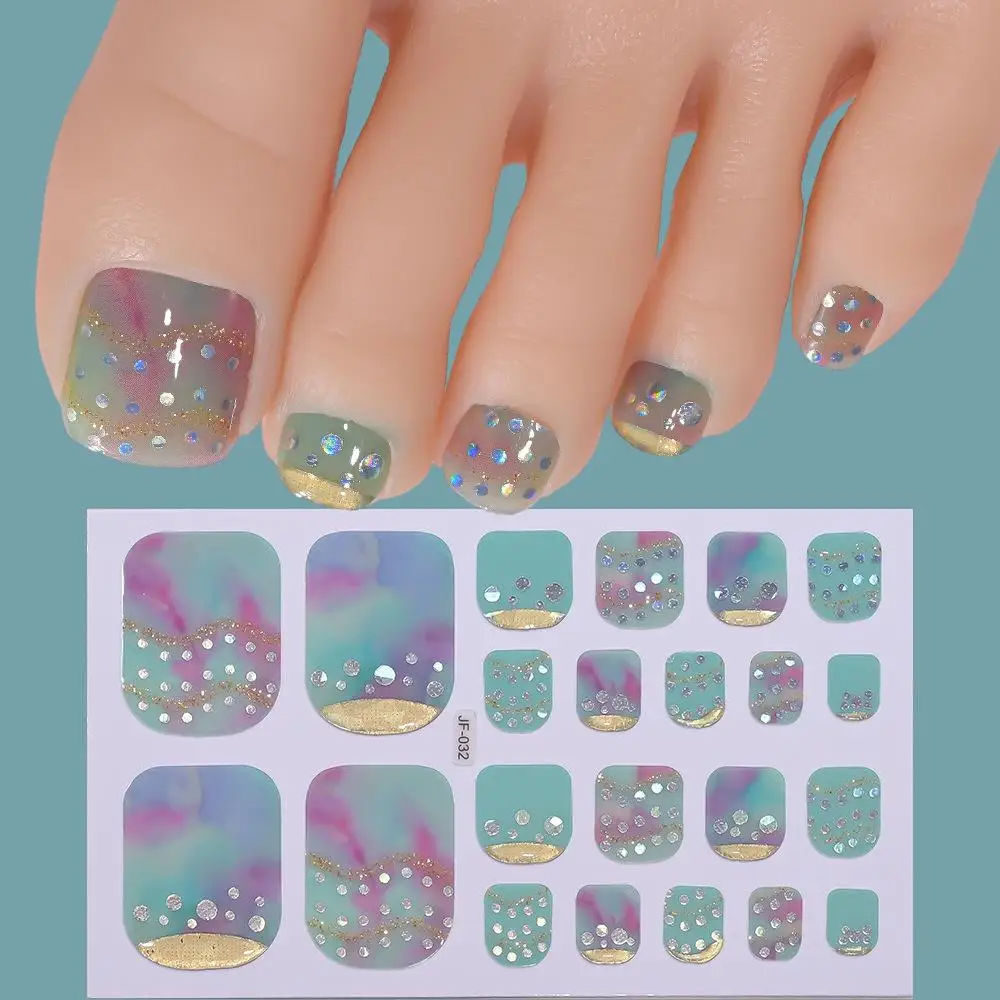 جديد 22 نصائح بريق لامع الخبز الحرة تو مسمار ملصقا غطاء كامل الذهب احباط مقاوم للماء القدم ملصق مانيكير الفن DIY بها بنفسك الديكور #2