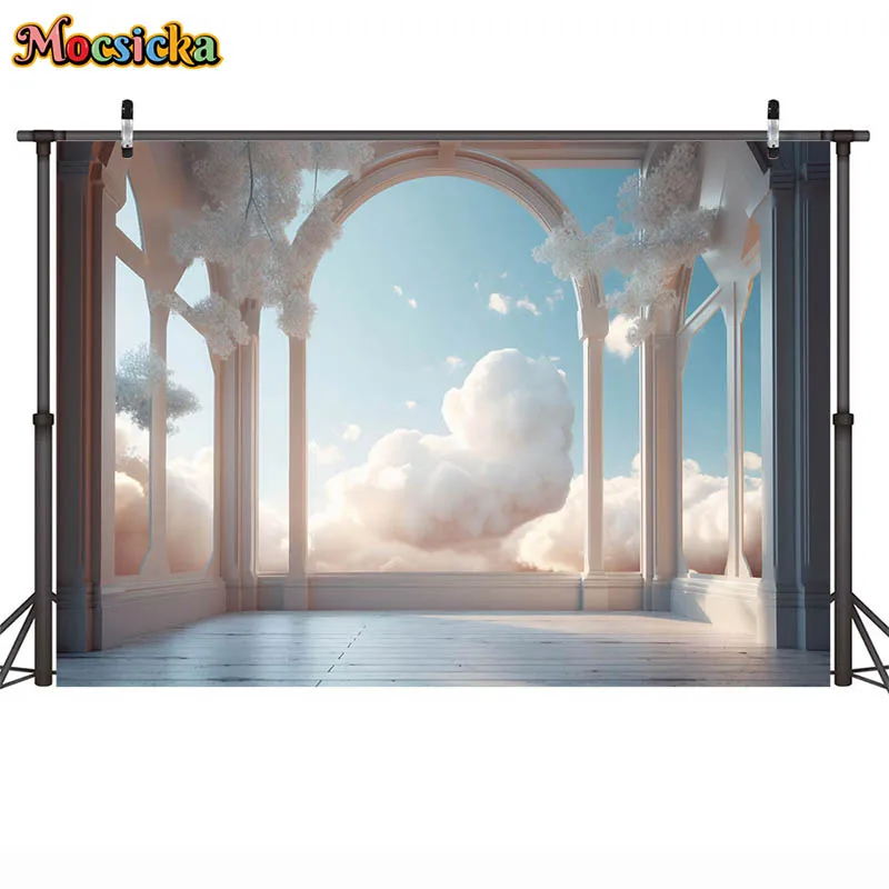 Fotografie Hintergründe Raum mit Fenstern mit surrealen Mystery View Hochzeits dekoration Hintergrund Erwachsenen Porträt Fotos Studio