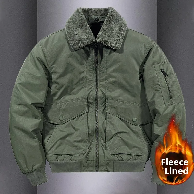 

Мужская повседневная бейсбольная куртка с отстегивающимся меховым воротником, осенне-зимняя, модная, теплая, рабочая одежда, хлопковая куртка с отложным воротником