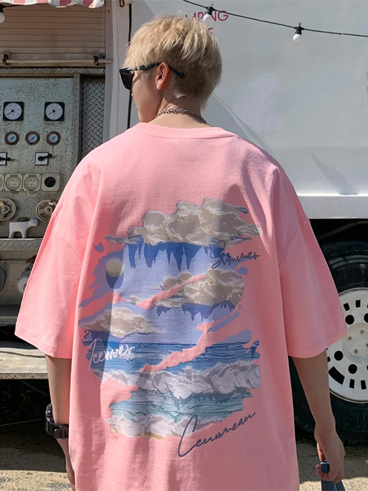 

Loose Cotton T-irt for Boys Summer Faion Brand American Sle f Sve Pure Cotton Body T-irt ort Sve Printed C...