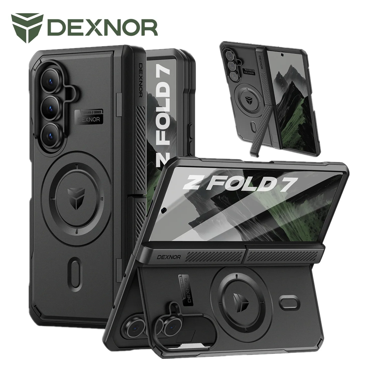 

For Samsung Galaxy Z Fold 7 Bumper Case 6.5"with Dual Kickstands Front Screen Protector Hinge Protection Compatible with MagSafe