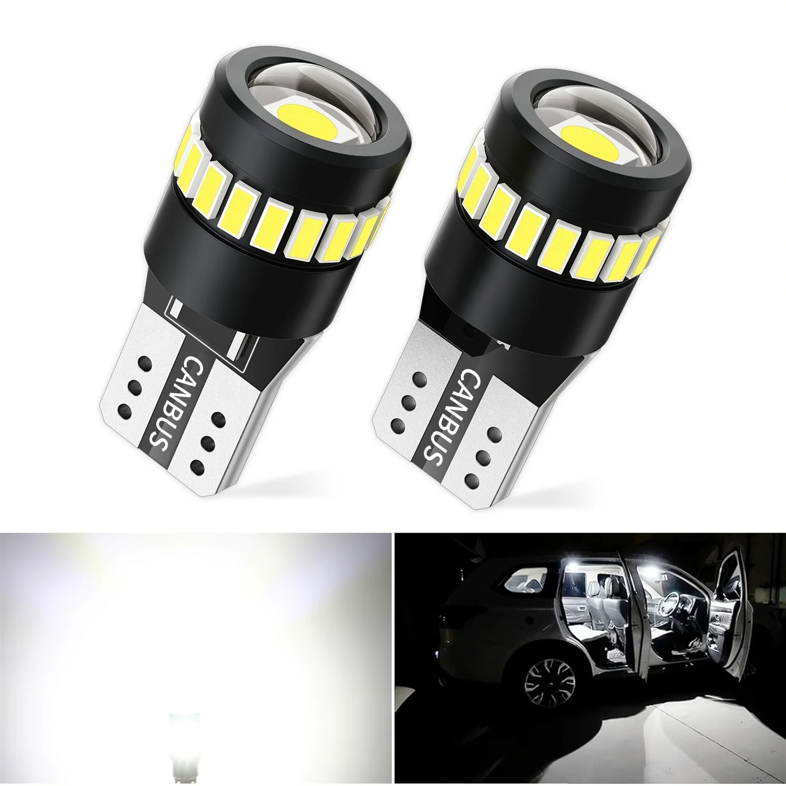 

T10 W5W LED Bulbs, 168 175 194 2825 Bulb Super Bright 6000K White for Car Dome Door Map Dash Courtesy Cargo License Plate Lights