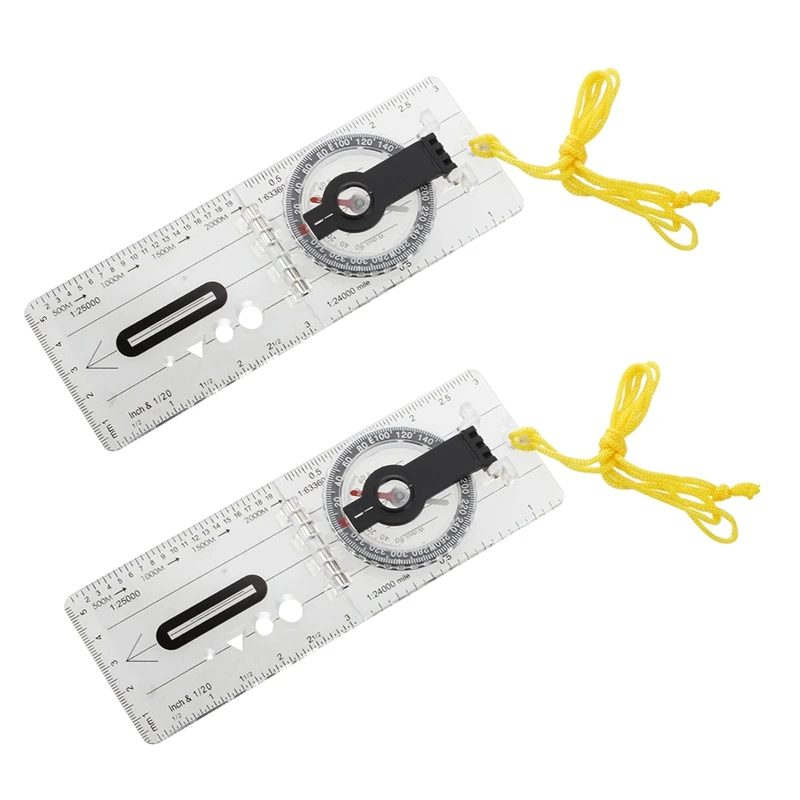 ELOS-2X Foldable Navigation Camping Baseplate Compass Ruler Map