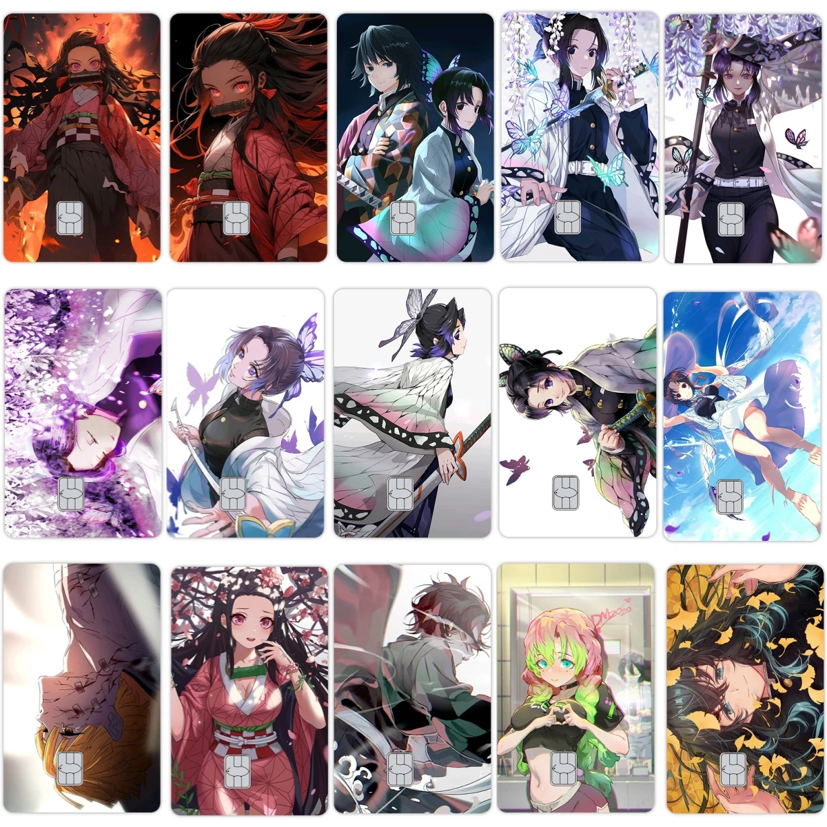 

PVC Matte Anime Rengoku Kyoujurou Kamado Nezuko Cartoon Sticker Film Tape Skin Decal for Debit Credit Visa Bank Card Front Side