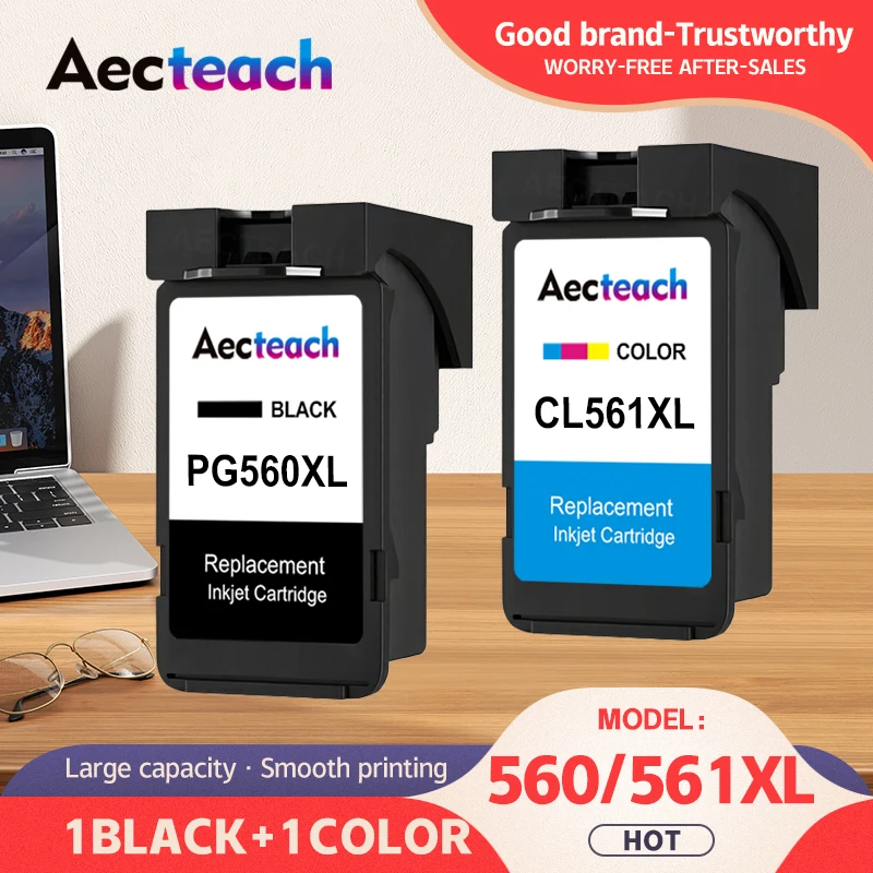 

Восстановленные чернильные картриджи Aecteach 560 561, замена для PG560 XL CL561XL, для Canon Pixma TS5351 TS5352 TS5350 TS5353
