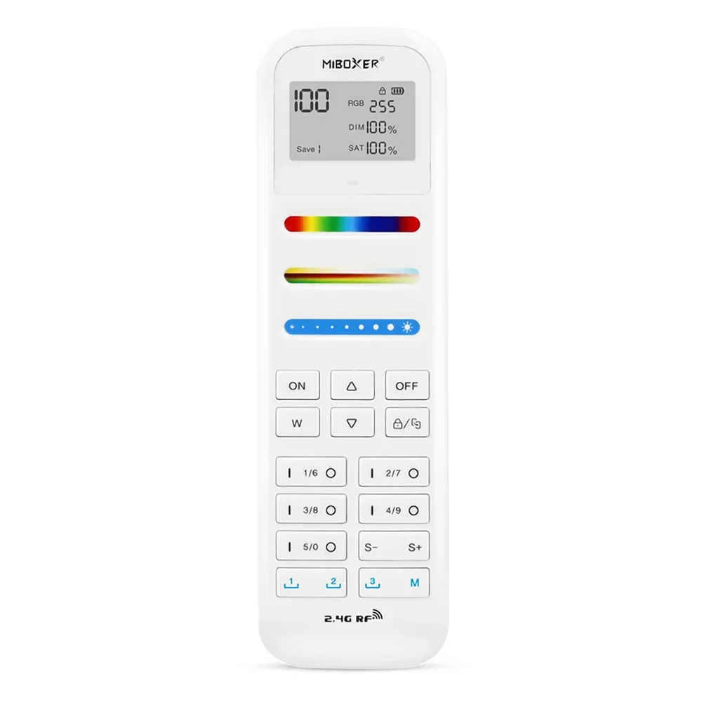 Miboxer 100 zona FUT100 RGB + CCT pengendali jarak jauh LED 2.4G RF 16 jutaan warna dapat disesuaikan untuk mibox 2.4G RGB + lampu Led CCT