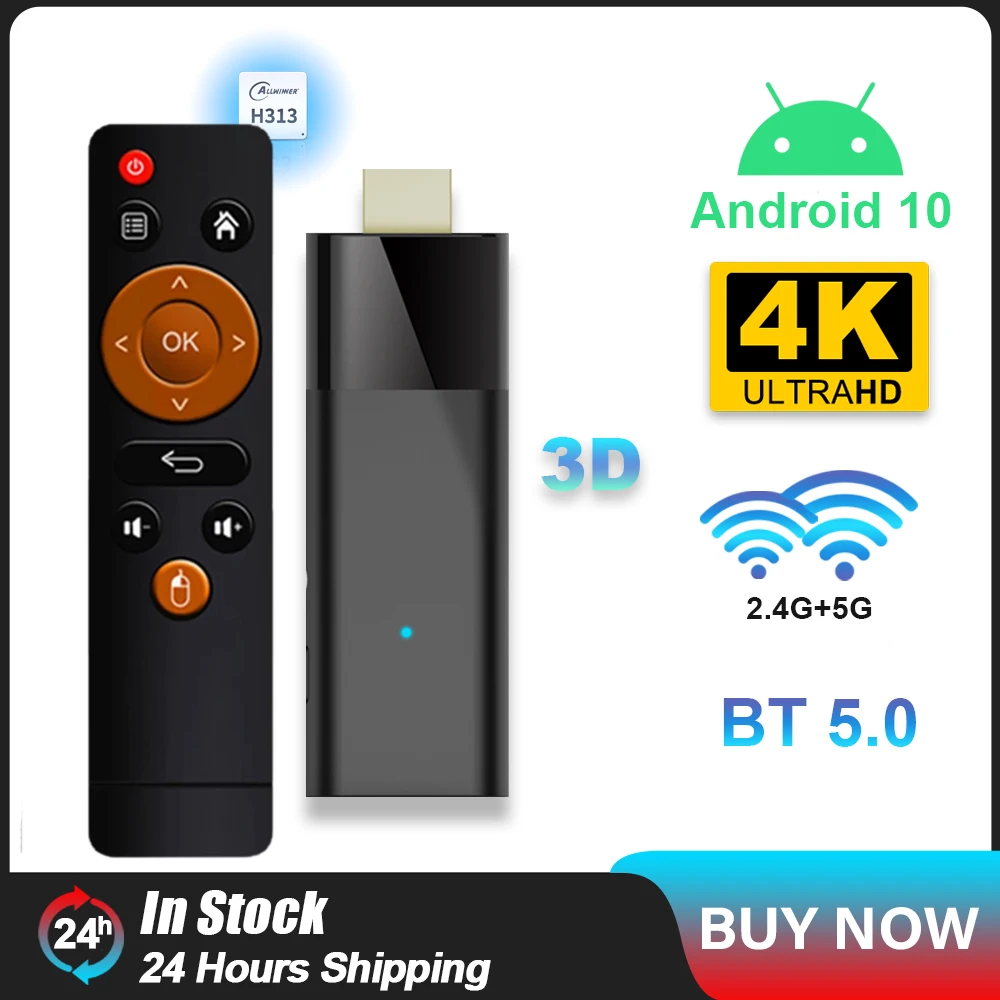 Dispositivo de TV inteligente Q6 Mini Stick, Allwinner H313, cuatro núcleos, A53 Cortex, Android 10, 2GB, 16GB, BT5.2, HDMI2.0, 4K, HDR10 +, WIFI,