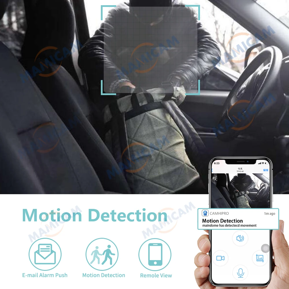 Cámara IP de seguridad para coche, dispositivo de vigilancia P2P Camhi APP de 5MP, HD, Wifi, Tarjeta SIM 4G, 1080P