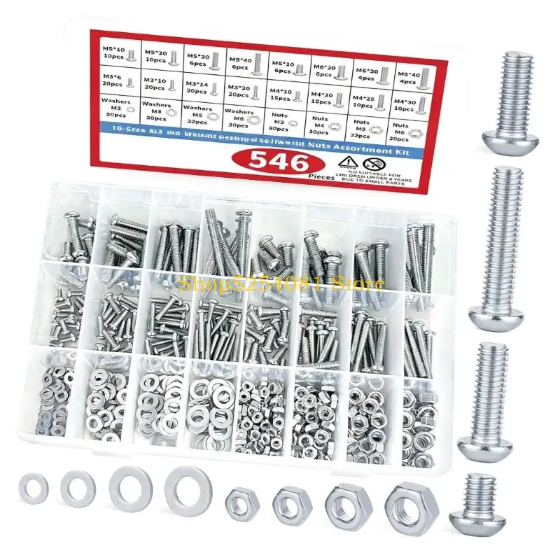 AXYC Machine Screw, Nut, and Washer Assortment in a Compartment Case for Furniture Assembly and Hardware Repair Tasks
