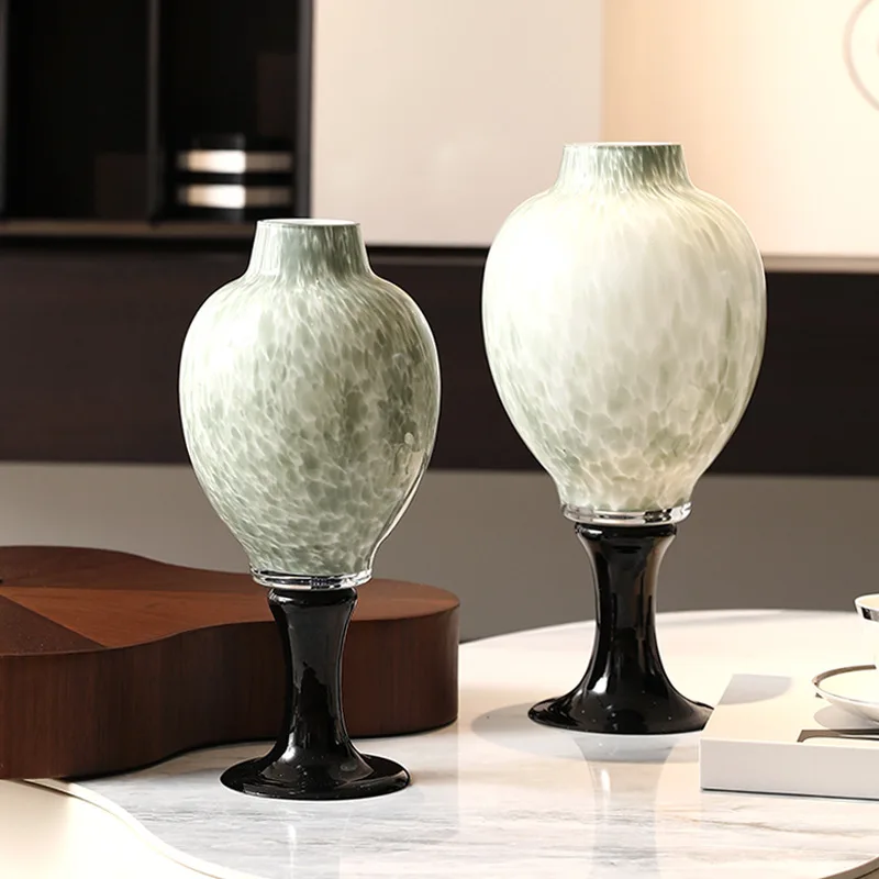 منتصف العمر عالية القدم شكل فني الخزف الأبيض مزهرية زجاجية ملونة تشكيلة زهور نمط الوسابي B & B غرفة المعيشة #3