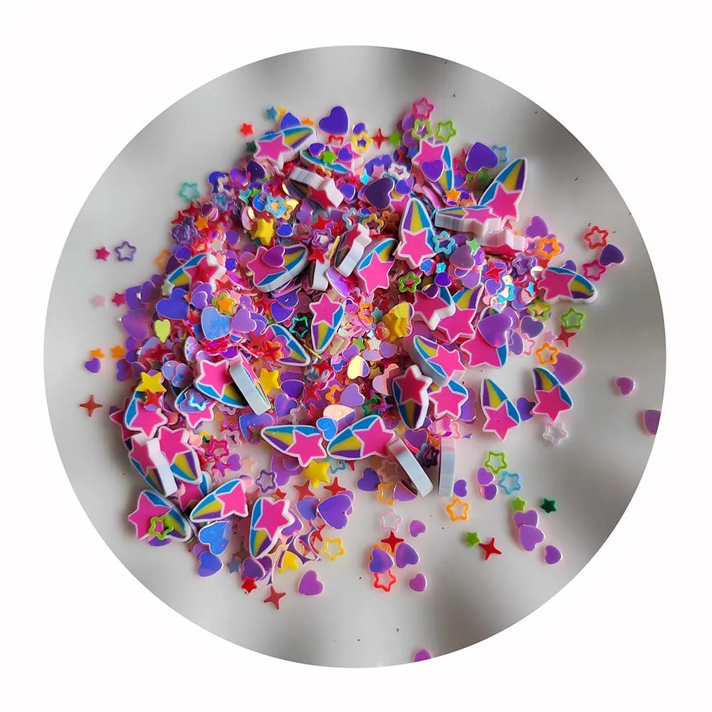 Rainbow Shooting Star Mixed Star Heart Sequins Slices Polymer Clay Sprinkles for Slime Crafts DIY Cute Plastic Klei Accessories