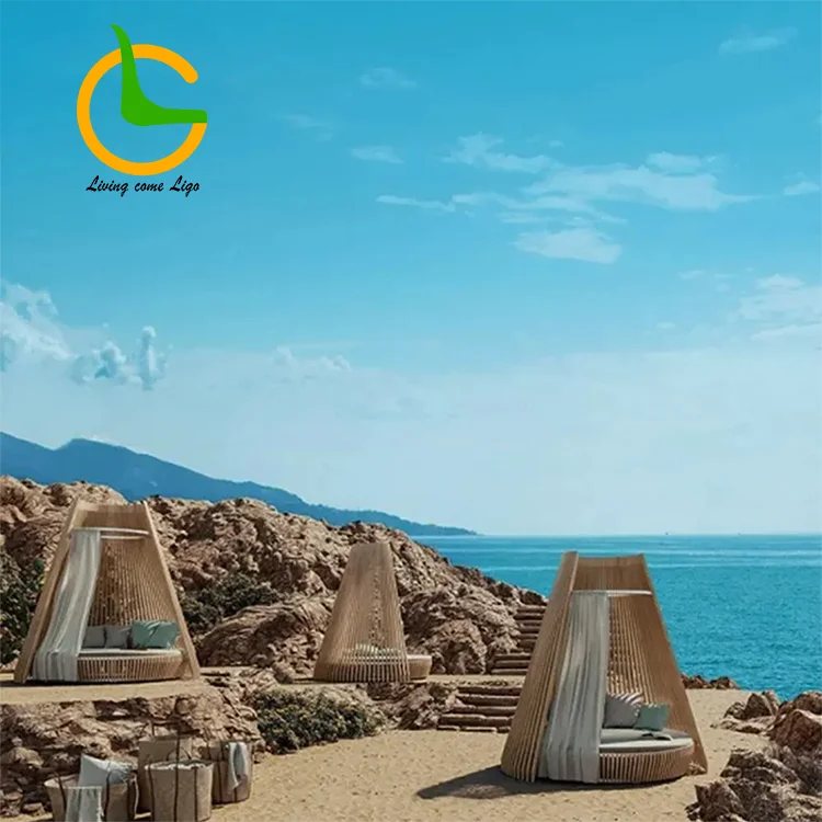 Camping Sun Lounge Bed Teak Outdoor Lounge Ottoman Pool Leisure Sofa Bed Waterproof Quick-drying Day Bed Sunbed Wood