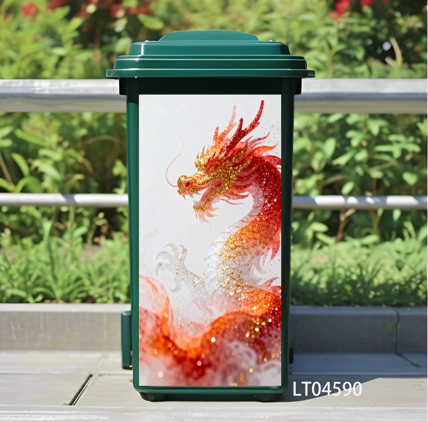 Cartoon Animal & Bright Floral PVC Self-Adhesive Trash Can Stickers, Waterproof Wear-Resistant Decals