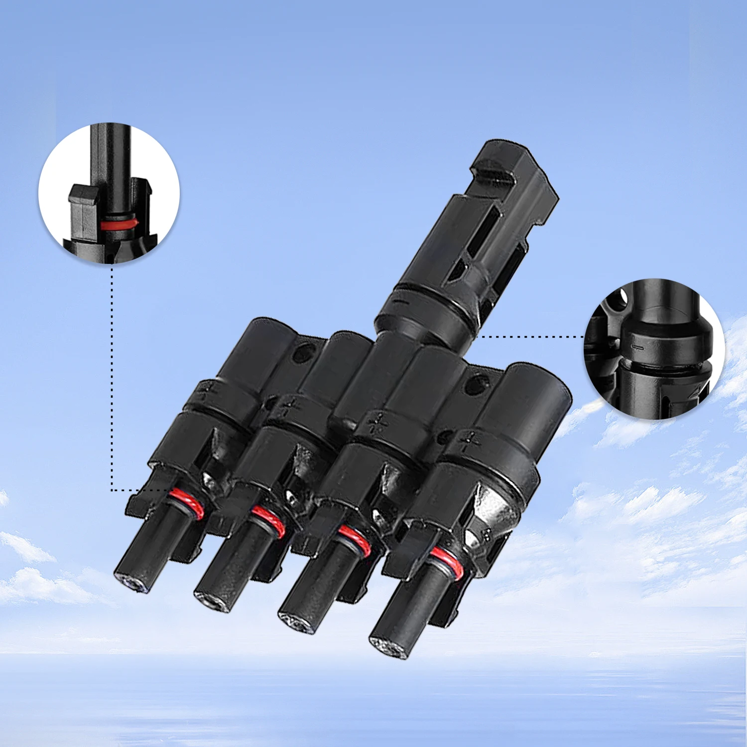 1 Pair 4 to 1 Solar Branch Connectors M/4F F/4M for RV Home Solar Panel Parallel Connection