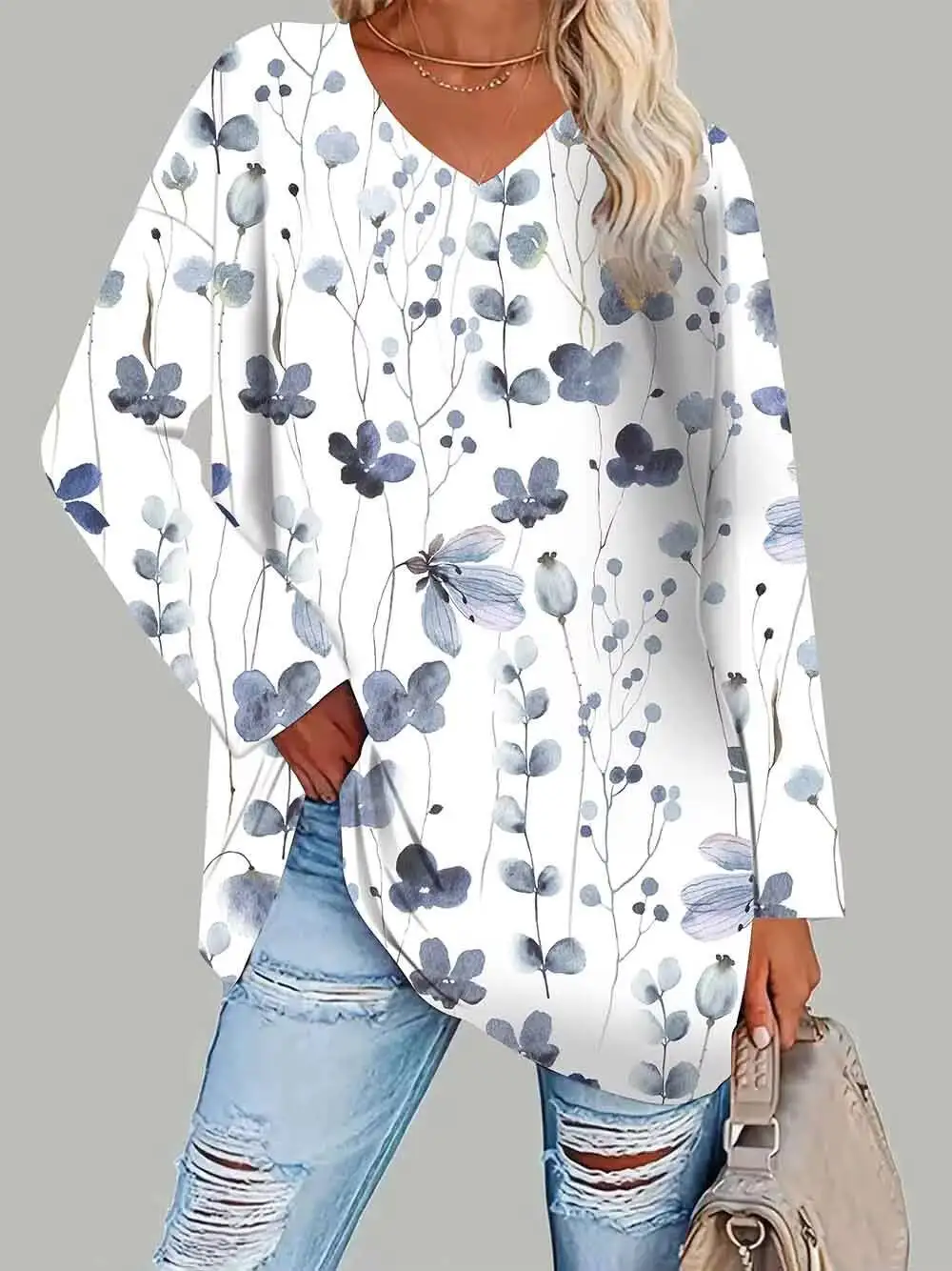 Women's Floral Print Batwing Sleeve T-shirt Woven Soft Oversized Top Boho T-shirt Spring Summer Casual T-shirt Daily Comfy Tops