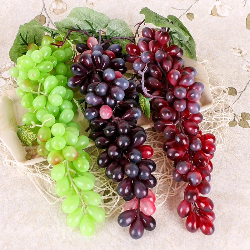 Molyorch Lot De 3 Grappes De Raisins Artificiels - Décoration Réaliste - Fuchsia, Vert, Noir - 85 Baies