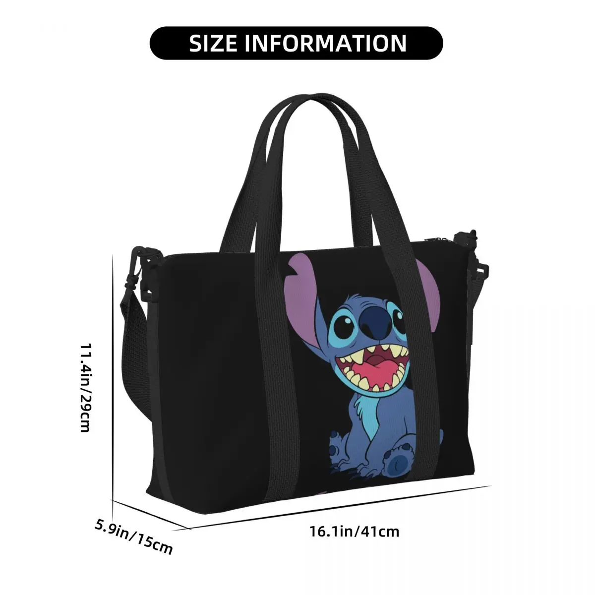 Custom Large Stitch Anime Tote Bag Women Shoulder Shopper Gym Beach Travel Bag