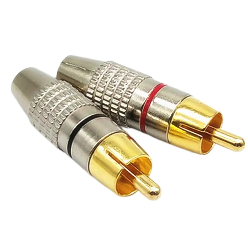 1PCS RCA Male Plug to cabling Connector Adapter Audio Video Cable CCTV camera Non Solder Gold Plated