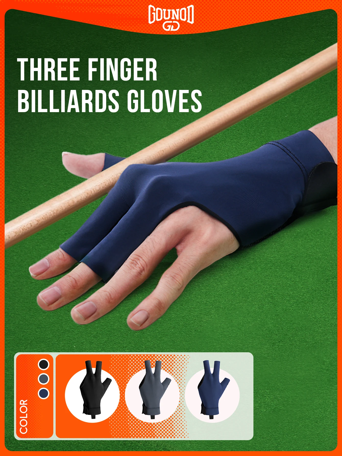 

1PC Three-finger Billiards Gloves Fingerless Billiard Handguards Silicone Non-slip Lycra Elastic Breathable Fabric