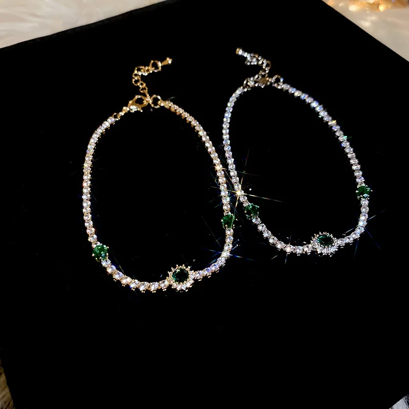 Fashion Minimalist Green Crystal Exquisite Jewelry Bracelet for Women Personalized New Stainless Steel Cuff Bracelet Wholesale - Image 6