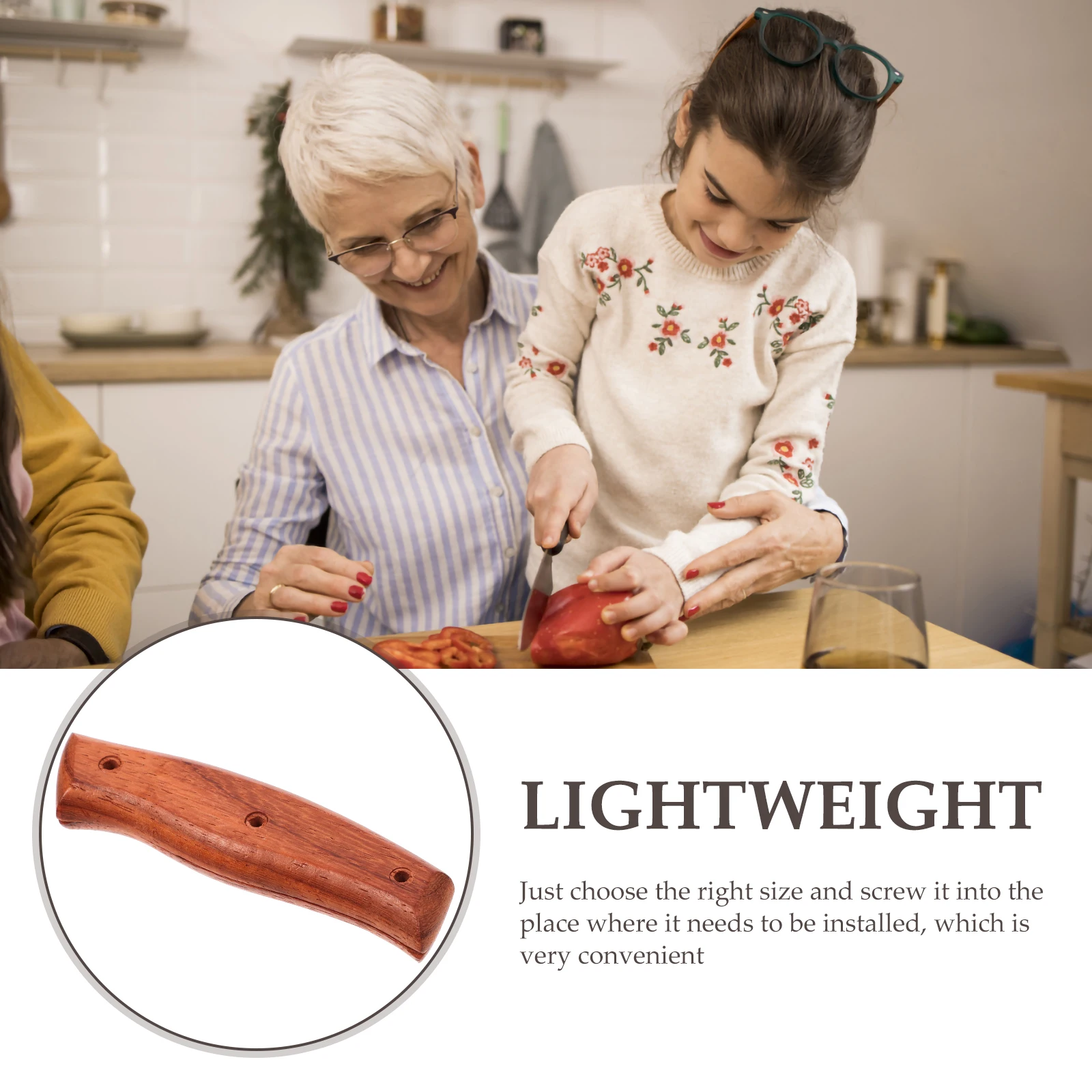 

Knife Handle Kitchen Large Size Replacement Practical Kitchen Supply Grip Wooden Handheld Chopping Chef Supply
