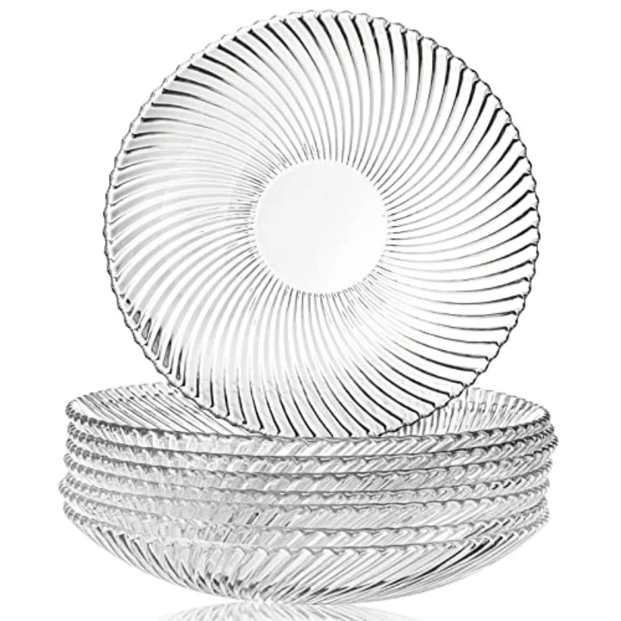 

8 упаковок 8,5-дюймовых стеклянных тарелок для салата для фруктов, десерта, хлеба, идеально подходят для закусок и закусок, элегантный набор посуды с