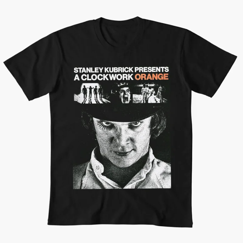 Camiseta con estampado de naranja mecánica, estilo retro, de algodón, con diseño de Stanley Kubrick, Trainspotting, Thelma y Louise, ropa gráfica de manga corta