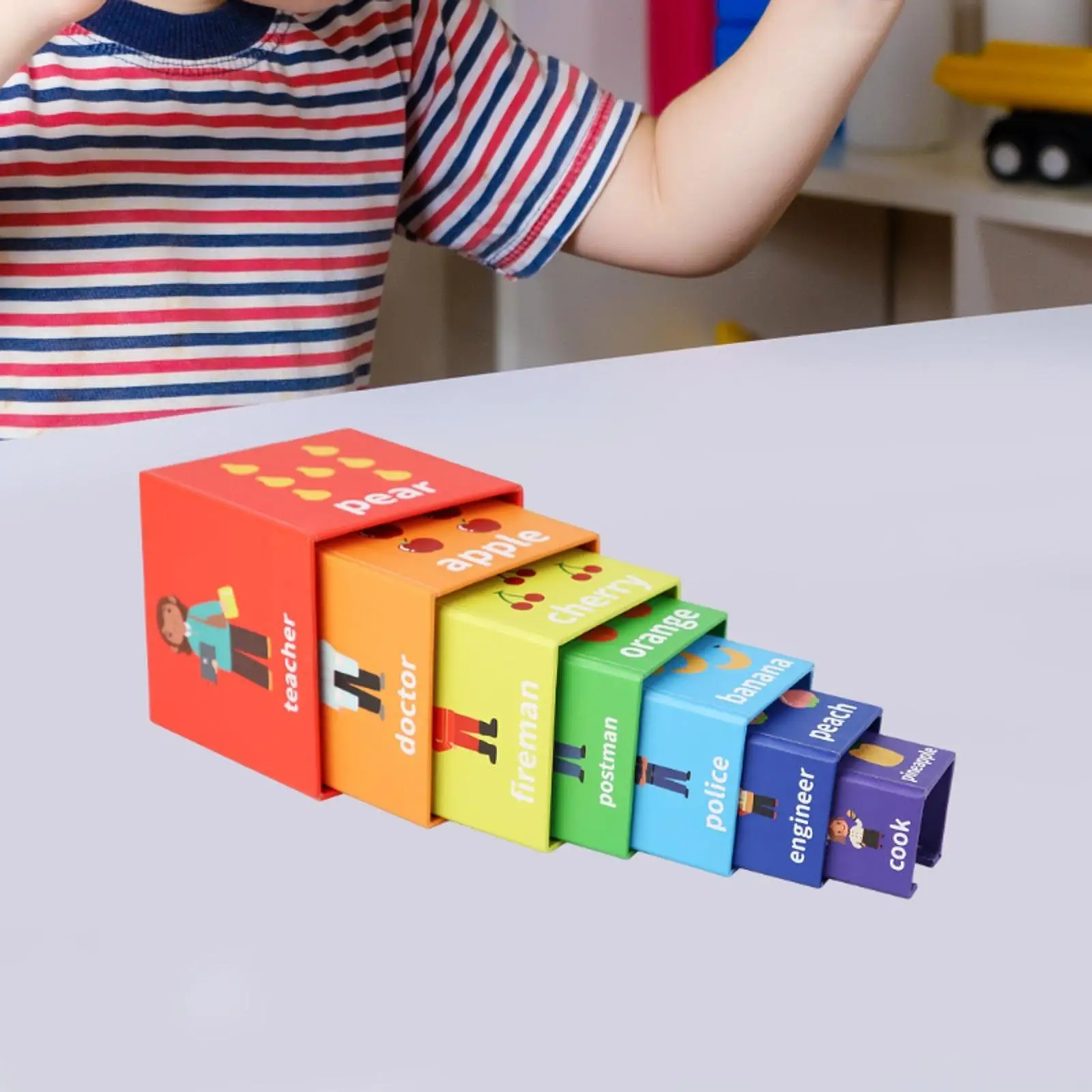 Nesting Cubes Building Set, Color Cognition Nesting and Stacking Blocks, Sorting Stacking Toys for Boys Girls