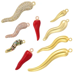 ZHUKOU Red Pepper Enamel Pendant Brass Metal Lucky Pepper Series Collection Pendant DIY Earrings, Bracelets, Necklace Accessory