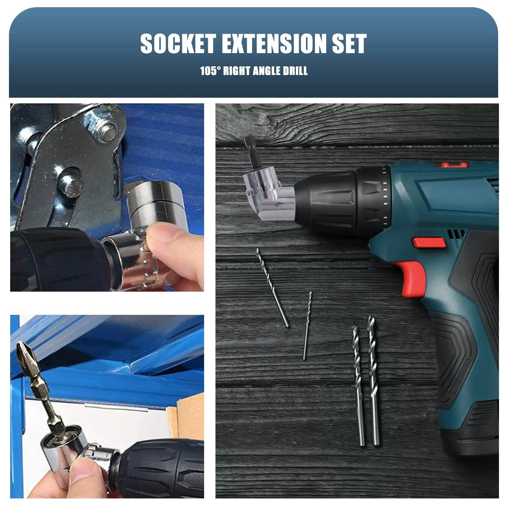 

A76K Flexible Drill Extension Hex Shank Drill Nut Driver Bit Set, 3Pcs Universal Socket Adapter Set, Screwdriver Bit Set