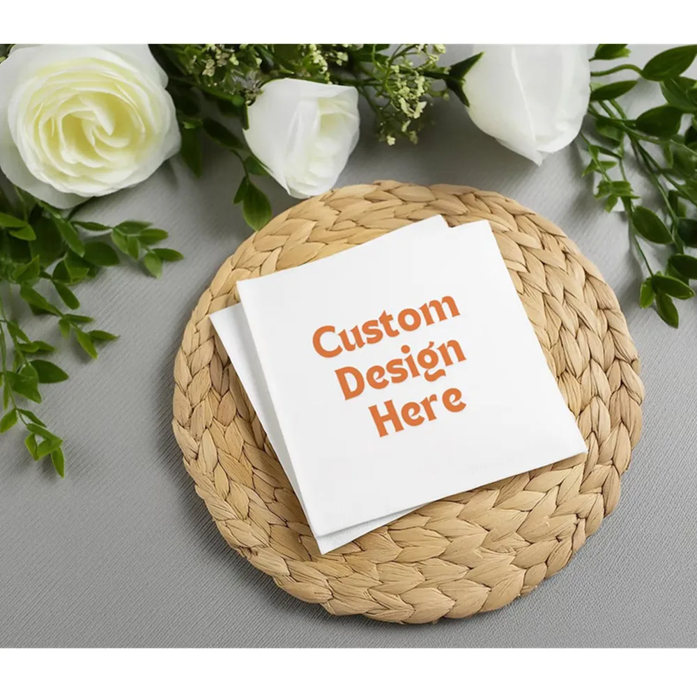 

50PCS Custom Printed Napkins for Parties, Birthdays & Occasions | Personalized Napkins Cocktail | Color Printing | Send Your Des