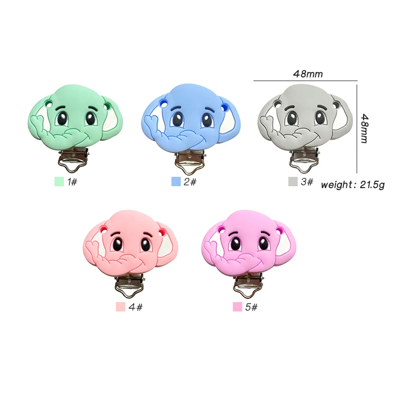 3pcs Silicone Cartoon Elephant Pacifier Clip DIY Baby Teething Teether Necklace Bead Tool Nurs Gift  Accessories