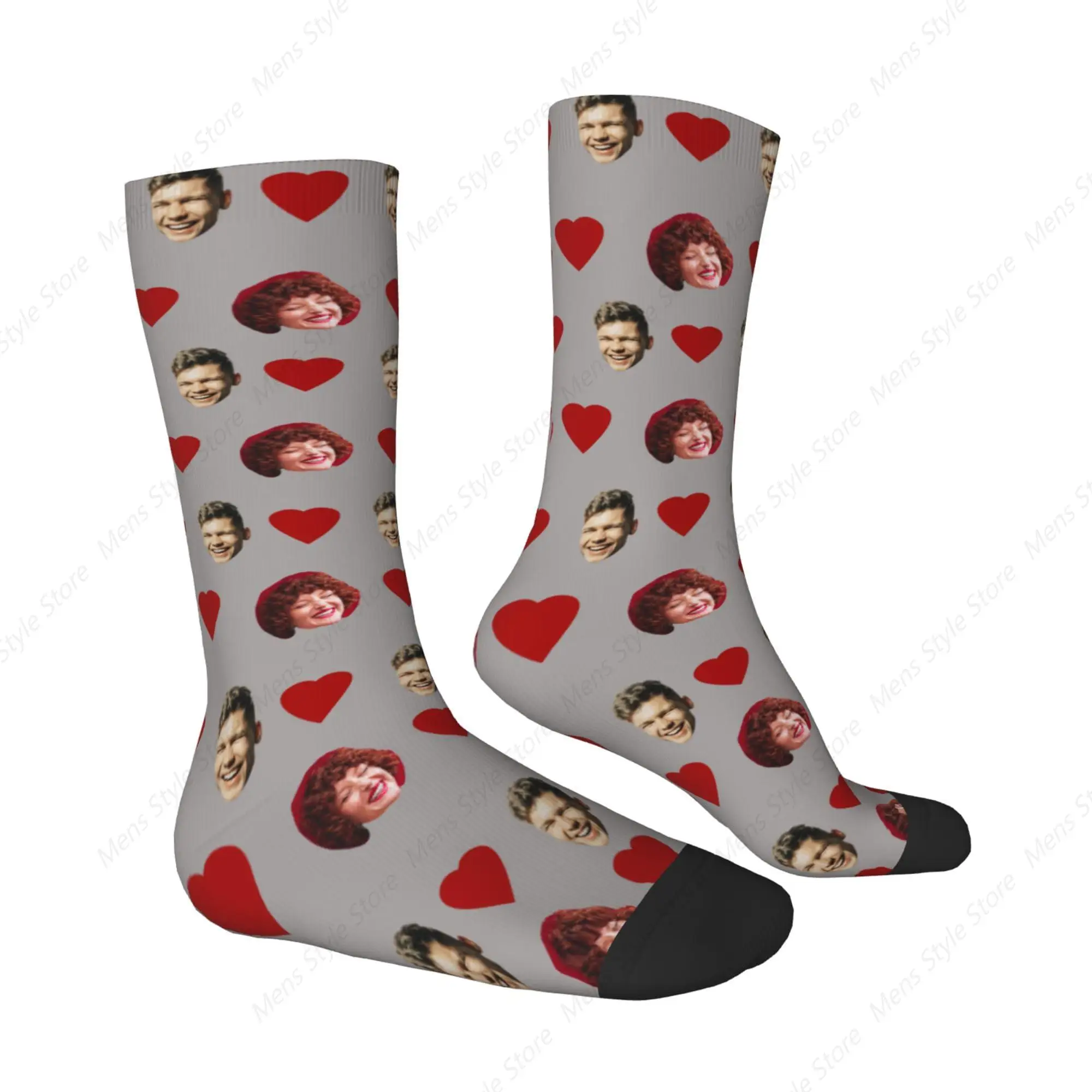 Custom Face Socks for Valentine's Day, Personalized Socks Gifts for Men Women Print Cat Dog Picture Photo Unisex Adults