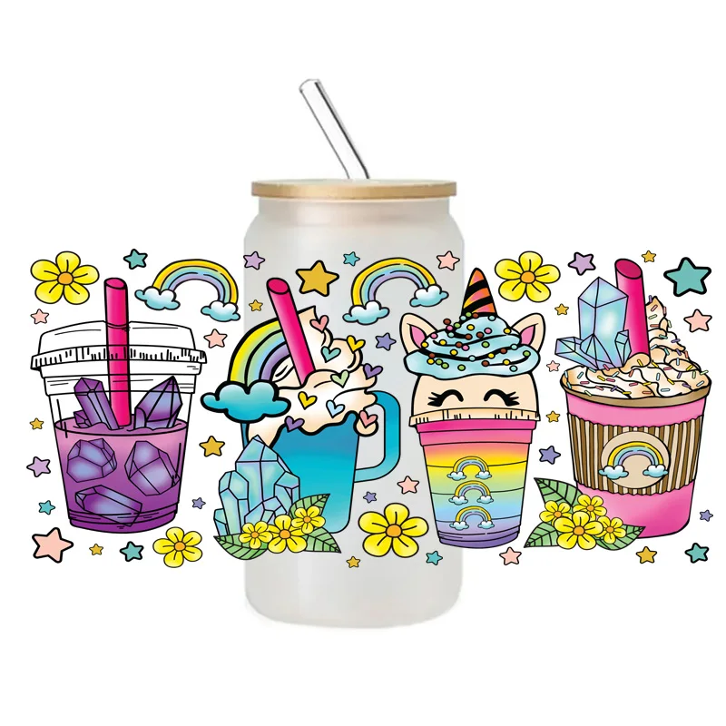 

200pcs 16oz 16 oz Glass Beer Can Tumbler UV DTF Sticker Cup Wrap Transfers for Mothers Day Teacher Christmas DIY