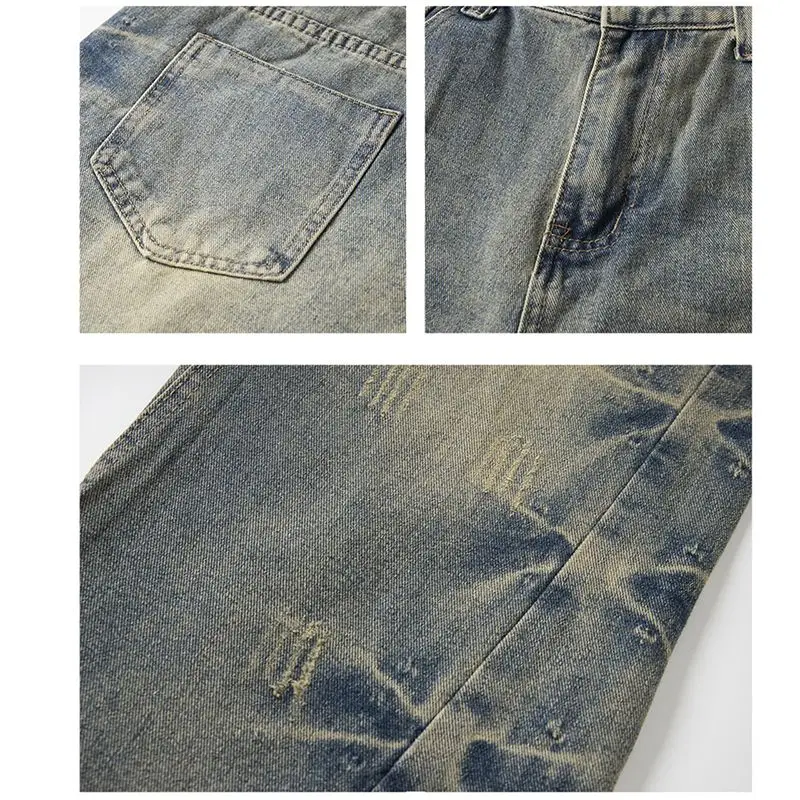 جينز نسائي بلون نقي متوهج من قماش الدنيم عالي الخصر للعب في الشارع سروال أخلاقي لشخصية تشكيل جينز خريفي عتيق