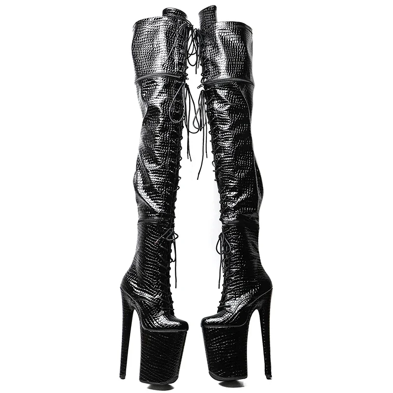 Leecabe 23CM/9Inch Pu Upper Zipper split boots Women New Design Three ways wear boots Extreme High Heel Detachable boots