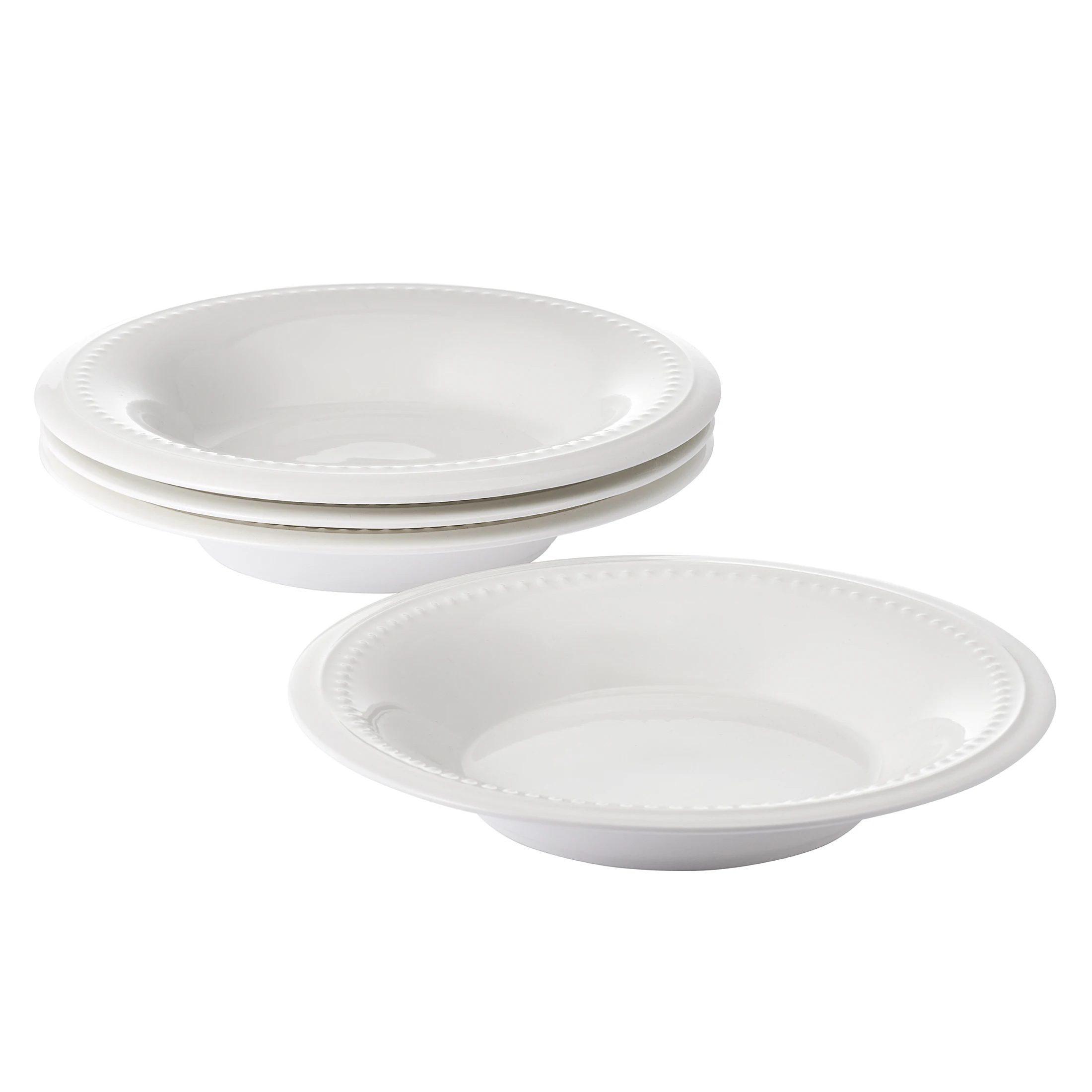 

18.5 oz white classic bead bone china adult bowls set of 4