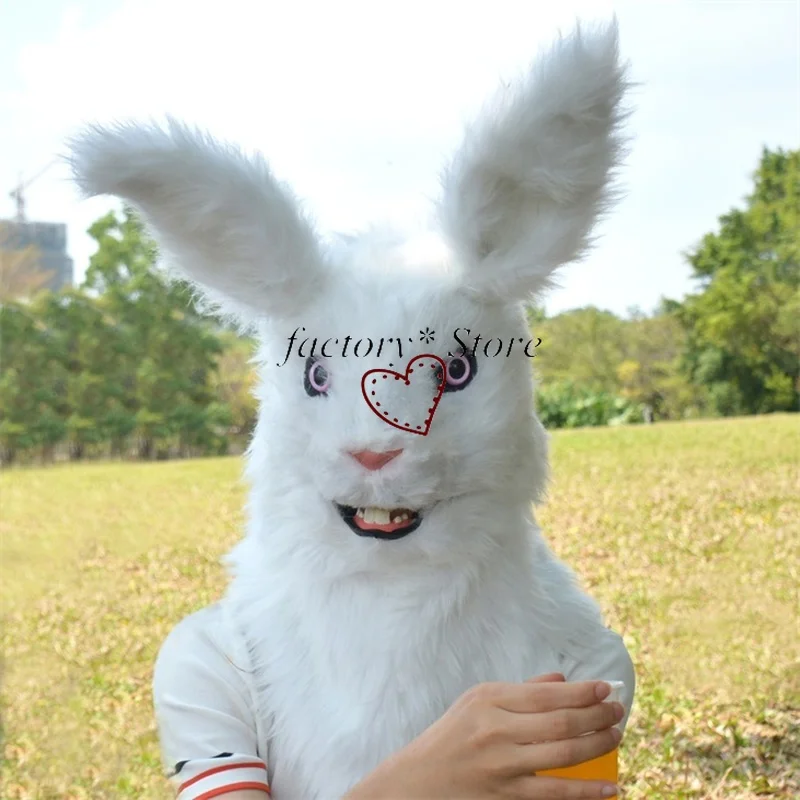 

Rabbit Head Animal Masks Custom Red Hand Adult Dress Show New Products Mascot Costume