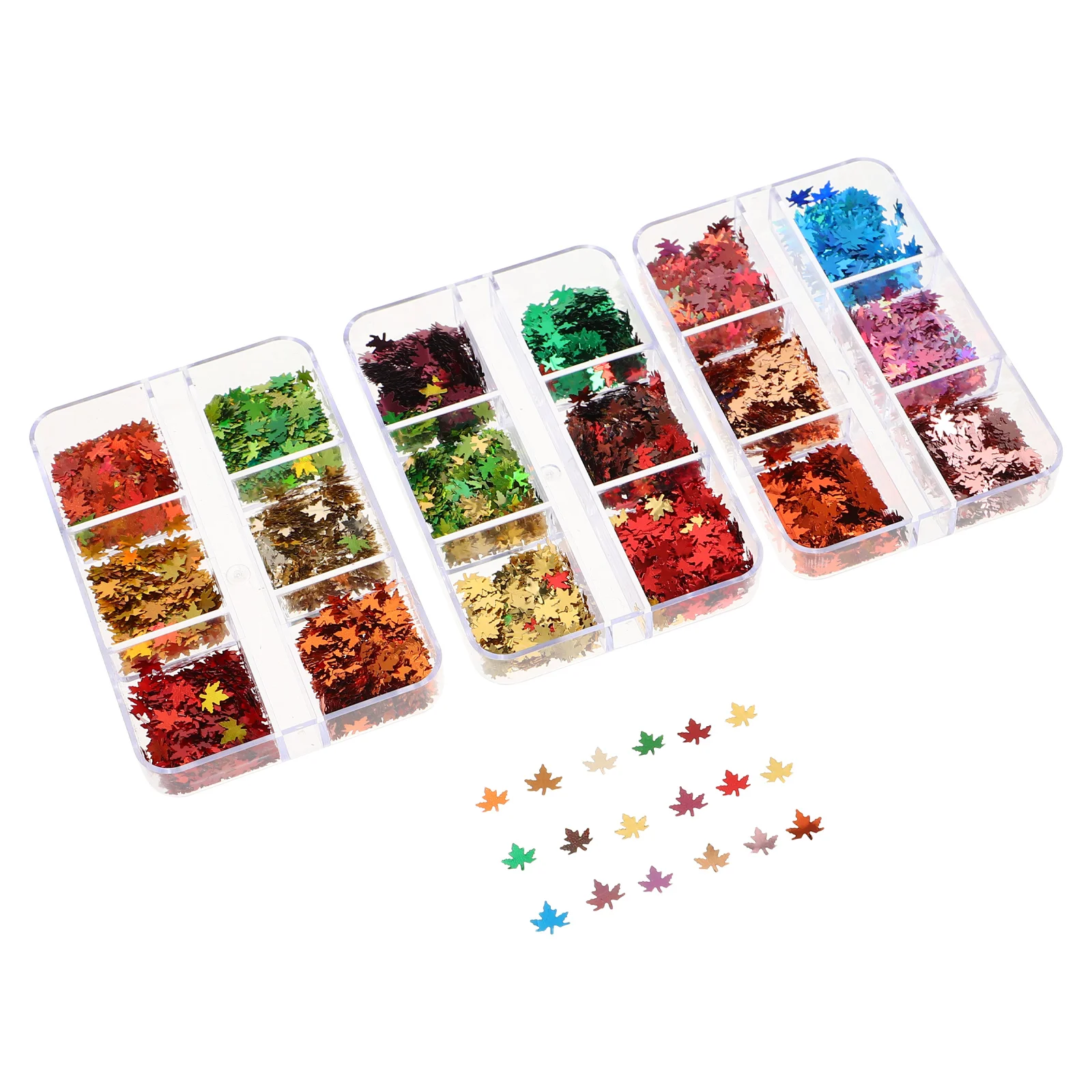 

3 Boxes Nail Decoration Fall Charms Autumn Sequins Flakes Art Stickers Decorate
